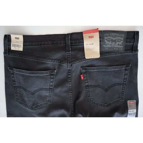 Levi's 511 (045113042) Men's Sz 36x32 Black Slim Stretch Straight Denim Jeans - Picture 7 of 12